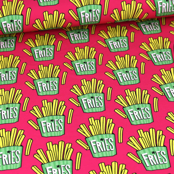 Bio-Sommersweat - French Terry - OMG Fries - Classics - Pink - Hamburger Liebe