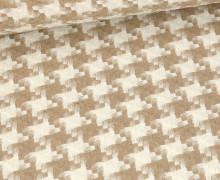 Mantelstoff - Gewebt - Recycelt - Grafisches Muster - Sand/Weiß
