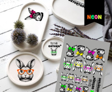 Neon Rub-On Sticker - Frohe Ostern - Hasen - Eyecatcher - Tante Henni Rubon - vielfältig nutzbar