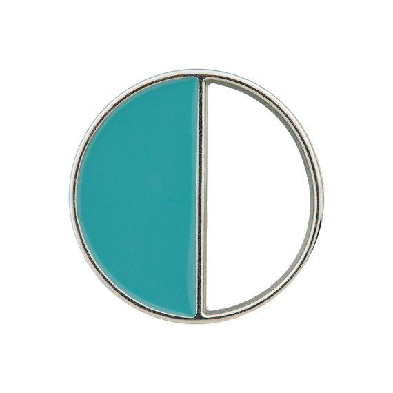 1 Metall-Polyesterknopf - Rund - 25mm -  Öse - Silber/Pastelltürkis