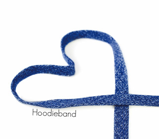 1m flache Kordel - Hoodieband - 15mm - Kapuzenband - Meliert - Marineblau