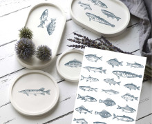 Rub-On Sticker - Antique Fish - Tante Henni Rub-Ons - vielfältig nutzbar
