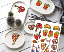 Rub-On Sticker - Junk Food - Salty - Hamburger Liebe - Tante Henni Rub-Ons - vielfältig nutzbar