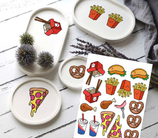 Rub-On Sticker - Junk Food - Salty - Hamburger Liebe - Tante Henni Rub-Ons - vielfältig nutzbar