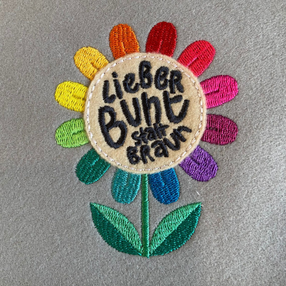 FREEBIE - Lieber Bunt statt Braun - Hamburger Liebe x Kunterbunt Design - Stickdatei