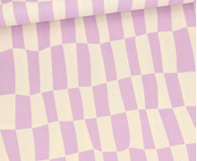 Bio Baumwolle - Webware - Popelin - JENNIFER BOURON - Stairs - Ecru/Flieder