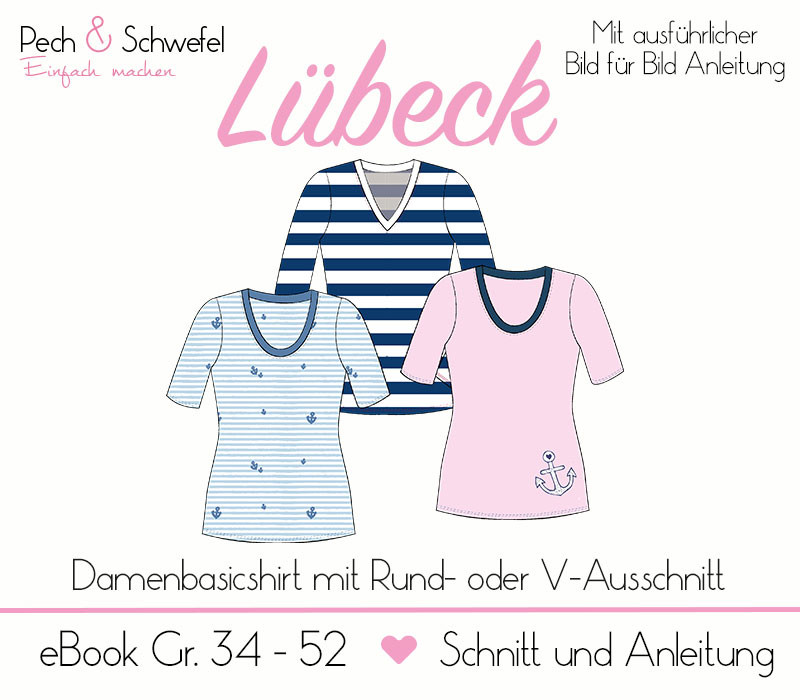 Ebook Lübeck Basicshirt für Damen 34 - 52 in A0 und A4 von Pech und Schwefel