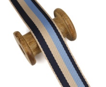 1 Meter Gurtband - 38mm - Streifen - Stahlblau/Hellblau