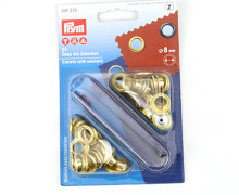 24 Ösen mit Scheiben - Eyelets - Gold - 8mm - Prym