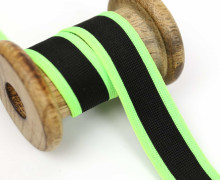 1 Meter Zierband - Dekoband - 25mm - Streifen - Neon - Schwarz/Grün