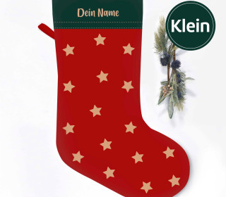 DIY-Nähset - Nikolaussocke - KLEIN - Softshell - Golden Stars - Rot