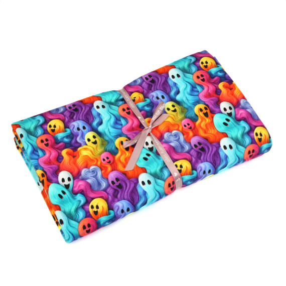 0,85m Zuschnitt - French Terry - Happy Bubble Ghosts - Multicolor
