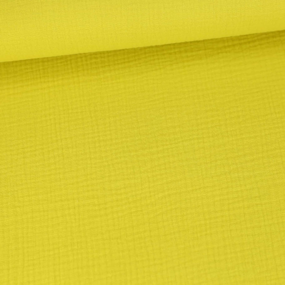 Bio Musselin Lotta - Muslin - Uni - Organic Cotton - Double Gauze - Olivgelb