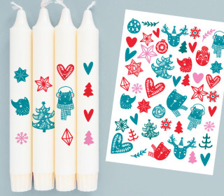 DIN A4 - Tattoofolie - Scandi Christmas - für Kerzen / Keramik