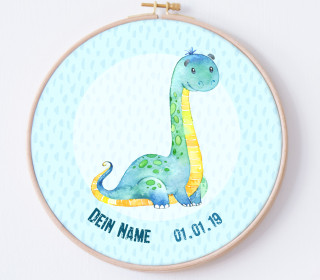 DIY Stickrahmen - Brachiosaurus- personalisiertes Stickrahmen Bild - Dinosaurier - zum Selbermachen