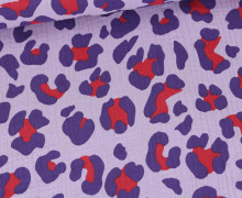 Musselin - Muslin - Double Gauze - Leo Multicolor - Schnuffeltuch - Windeltuch - Flieder/Dunkelrot