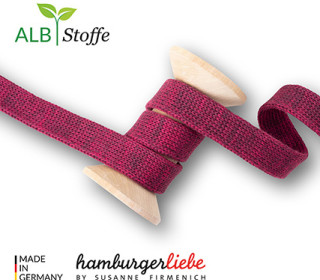 Hoodiekordel - Flachkordel - Cord Me - 12mm - Queens United - Melange - Hamburger Liebe - Bordeaux/Dunkelrot