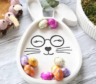 Silikon - Gießform - Dekoteller - Osterhase - Süßes Häschen - mit Knickohr - Groß - vielfältig nutzbar