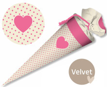 DIY-Nähset Schultüte - GESCHWISTERTÜTE - Pink Herz - Velvet - abby and amy