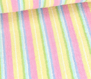 Frottee - Baumwolle - Streifen in Regenbogenfarben - Weiß