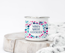 Emaille Becher - NÄHEN MACHT GLÜCKLICH