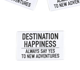 1 Super BIG Label - DESTINATION HAPPINESS - Anlukaa - Weiß/Schwarz