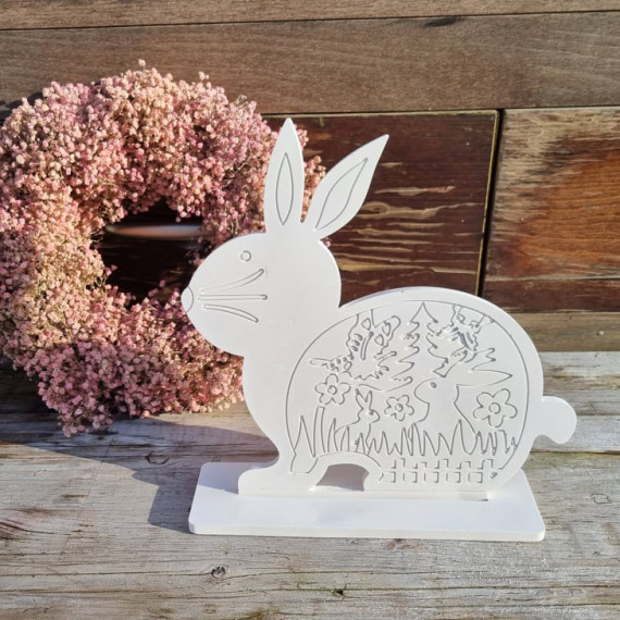 Silikon - Gießform - Osterhase - mit Muster & Standfuß - 2 Formen - vielfältig nutzbar