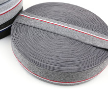 1m Gummiband - Elastisch - Meliert - 40mm - Grau/Rot/Weiß