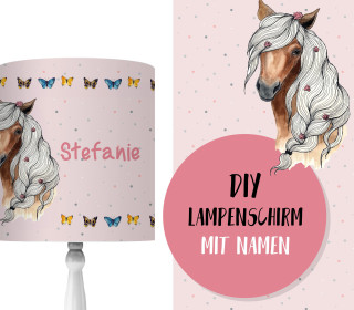 DIY Lampenschirm - Horse And Butterflies - personalisierbar - zum Selbermachen