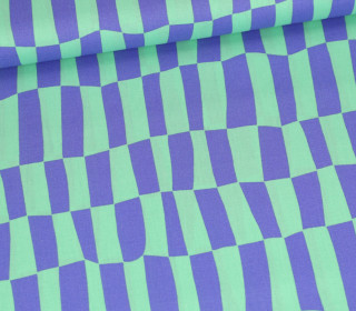 Bio Baumwolle - Webware - Popelin - JENNIFER BOURON - Stairs - Grün/Blau