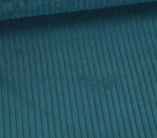 Samt - Chenillegewebe - Dekostoff - Breite Rippen - Polsterstoff - Uni - Petrol