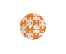 1 Perlmuttknopf - Rund - 15mm - 2-Loch - Puzzle - Orange