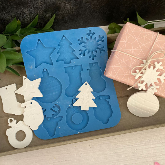 Silikon - Gießform - 9er Set Anhänger - Weihnachten - Baumschmuck - schlicht - Weihnachtsdeko - vielfältig nutzbar