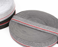 1m Gummiband - elastisch - Meliert - 40mm - Grau/Rot