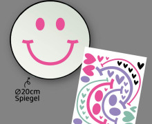 Rub-On Sticker - Fröhliche Gesichter - small - Pink/Flieder/Mint - für Spiegel - Tante Henni Rub-Ons - vielfältig nutzbar