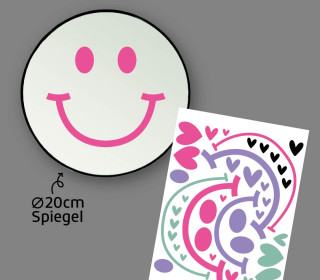 Rub-On Sticker - Fröhliche Gesichter - small - Pink/Flieder/Mint - für Spiegel - Tante Henni Rub-Ons - vielfältig nutzbar