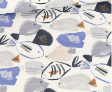 Canvas - Feste Baumwolle - Abstract Fishes - Maritim - Weiß