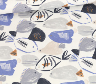Canvas - Feste Baumwolle - Abstract Fishes - Maritim - Weiß