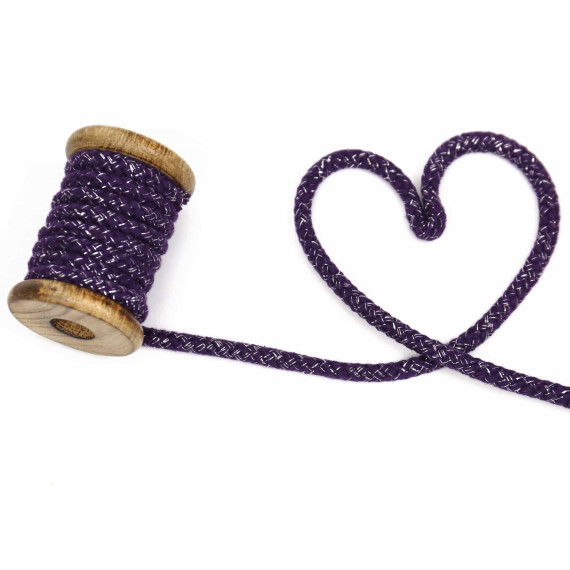 1m Kordel - Rope Bowl - Lurexfäden - Glitzer - 10mm - Dunkellila