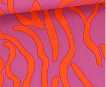Viskose - Blusenstoff - Chally - Abstrakt Zebra - Violett/Orange
