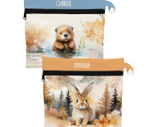 DIY-Nähset - 2 Wetbags - Softshell - Herbsttiere - Otter & Hase