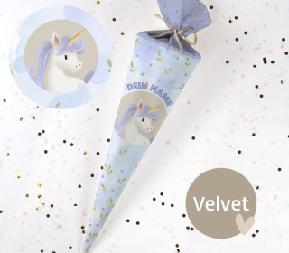 DIY-Nähset Schultüte - Einhorn - Flieder - KnilchArt Design - Velvet - zum selber Nähen