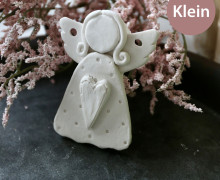 Silikon - Gießform - Süßer Engel-Anhänger - Engel mit Herz - Klein - Töpferoptik - vielfältig nutzbar