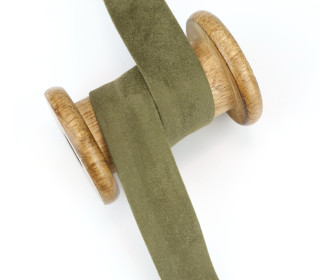 1 Meter Schrägband - Velour - 20mm - Olivgrün
