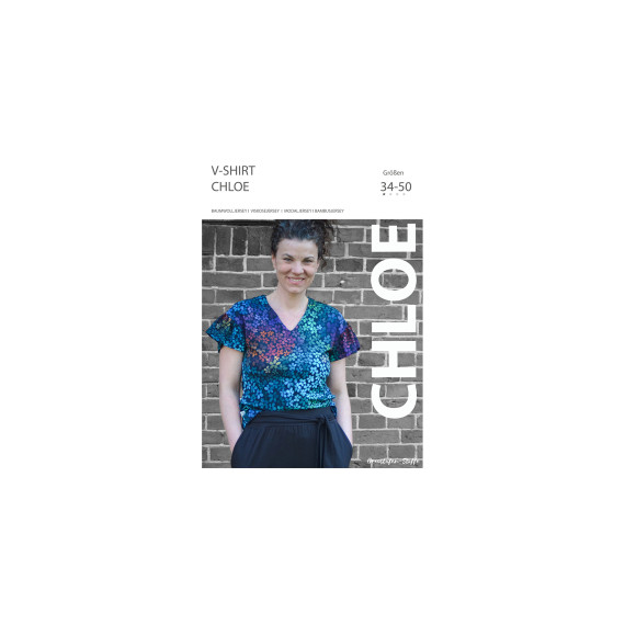 PDF-Schnittmuster V-Shirt Chloe / Shirt mit Rüsche und V-Ausschnitt 34-50