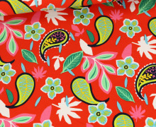 Leichter Kuschelsweat - Kunterbunt - Paisley & Blüten - Rot