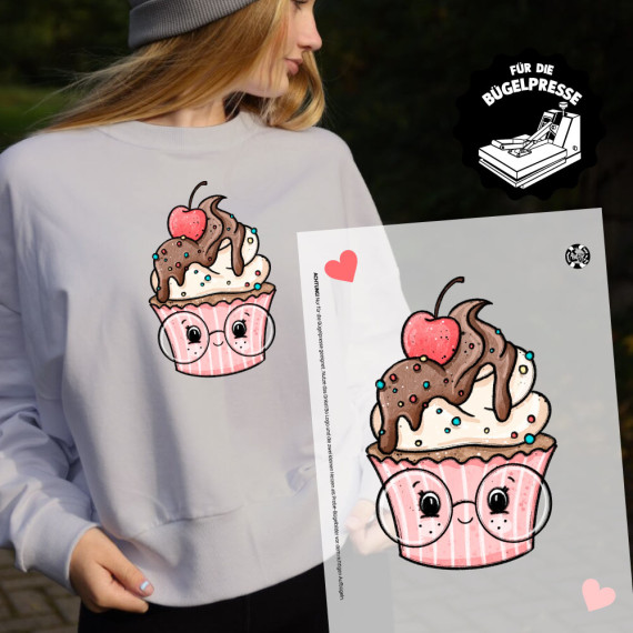 Onkel Bo's Bügelbilder - DIN A4 - Cupcake - Brille - BIG