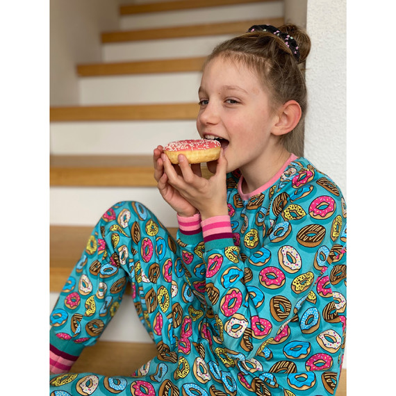 Bio-Sommersweat - French Terry - OMG Donuts - Classics - Türkis - Hamburger Liebe