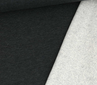 Kuschelsweat Light - Uni - Dunkelgrau Meliert - Sweat Angeraut