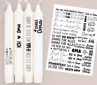 DIN A4 - Kerzen-Tattoofolie - Muttertag - Oma - für Kerzen / Keramik